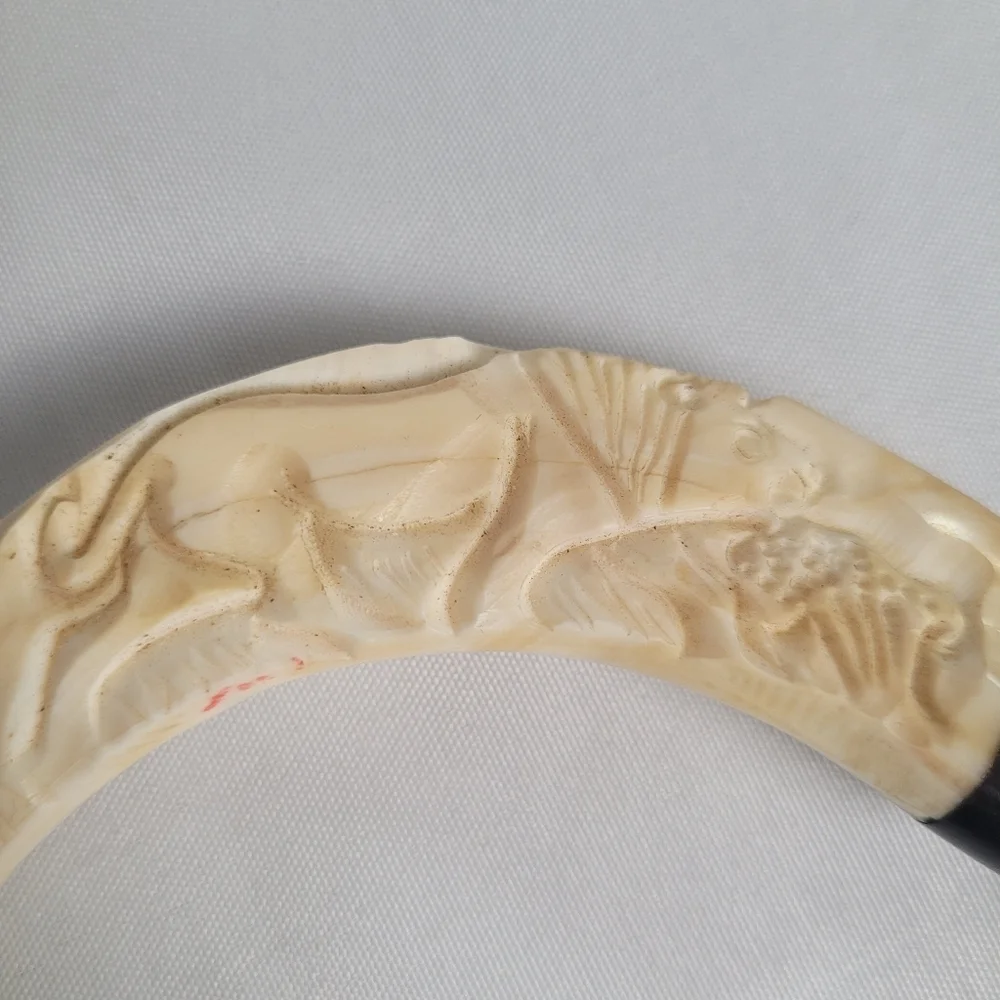 Vintage Hand Carved Warthog Tusk Brass Bottle Opener